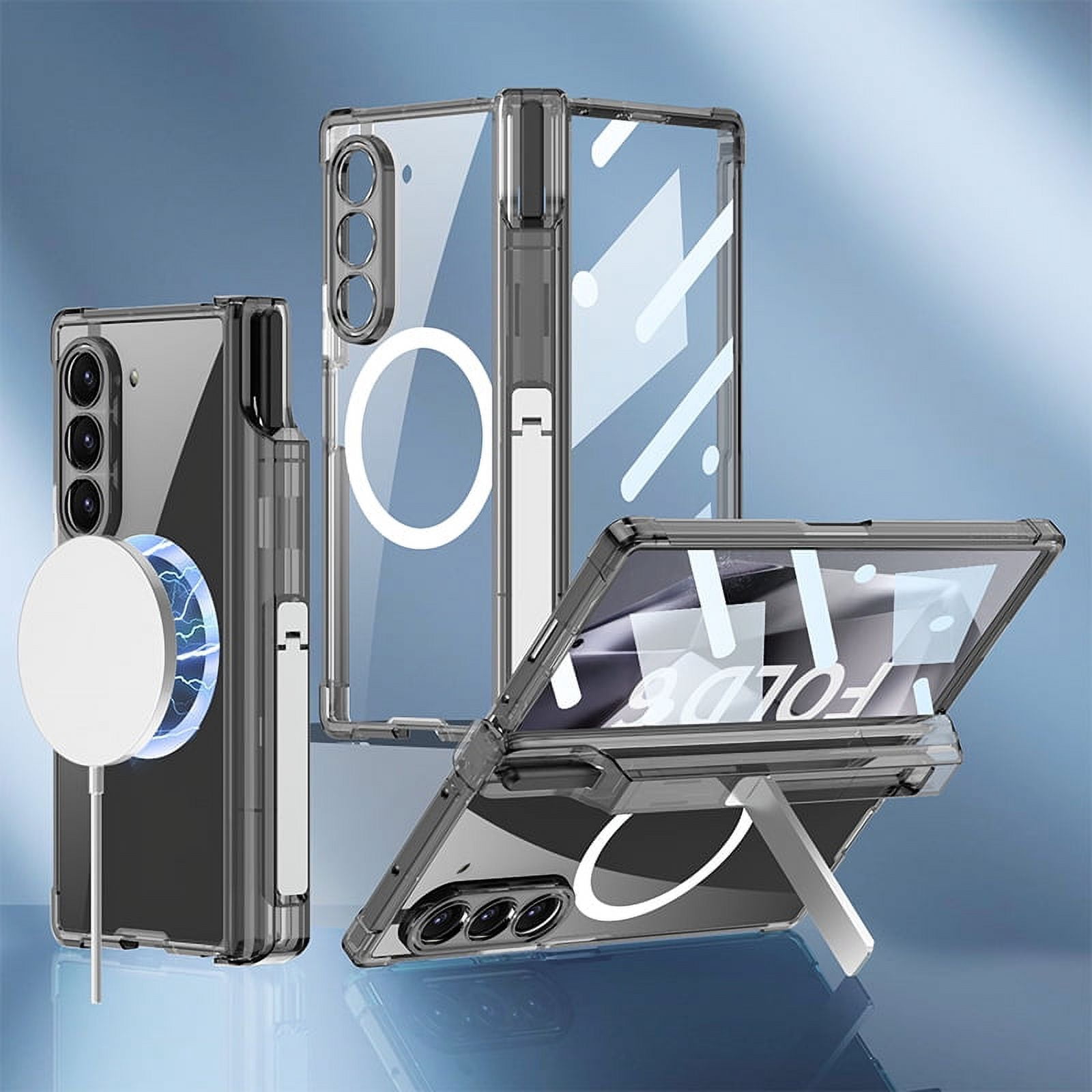 Zjrui for Samsung Galaxy Z Fold 6 Clear Magnetic Case with Screen ...
