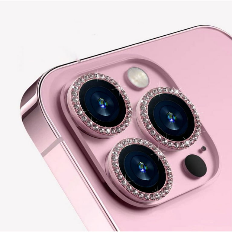 Zjrui for iPhone 15 Pro/iPhone 15 Pro Max Camera Lens Protector, HD  Tempered Bling Diamond Camera Cover 1pcs-Pink