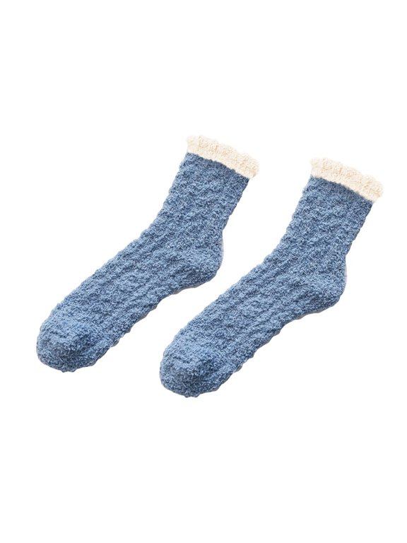 Fuzzy Socks for Women Warm Indoor Sleep Slippers Sock Slipper Socks Cozy Fluffy Coral Fleece Home Socks Women's Socks & Hosiery Sleeping Socks Ballet Flat Socks christmas Fuzzy Socks Blue A