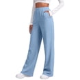 thumbnail image 1 of Zjunqe High Waist Wide Leg Sweatpants for Women Elastic Waist Baggy Jogging Casual Loose Fit Bottoms Lounge Trousers with Pockets Plus Size Trendy Fall Sports Sweat Pants Basic Sweatpants Sky Blue S, 1 of 8