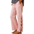 thumbnail image 1 of Zjunqe Summer Women Cotton Linen Pants Casual High Waist Comfy Lightweight Gauze Pants with Pockets Beach Vacation Trousers Bow Tie Side Wide Leg Lounge Bottom Loose Fit Going Out Pants Pink Xl, 1 of 5