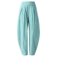 thumbnail image 1 of Zjunqe Women Linen Wide Leg Palazzo Barrel Pants Drawstring Casual Summer Beach Vacation Boho Baggy Pant with Pockets Drawstring Dressy Casual Barrel Pants Business Casual Work Baggy Pant Sky Blue S, 1 of 9