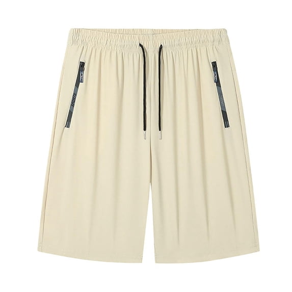 Zjunqe Women's Ice Silk Active Shorts Quick Dry Athletic Shorts Elastic Waist Drawstring Workout Shorts with Zipper Pockets Lightweight Casual Running Gym Breathable Stretch Bermuda Shorts Khaki 3Xl