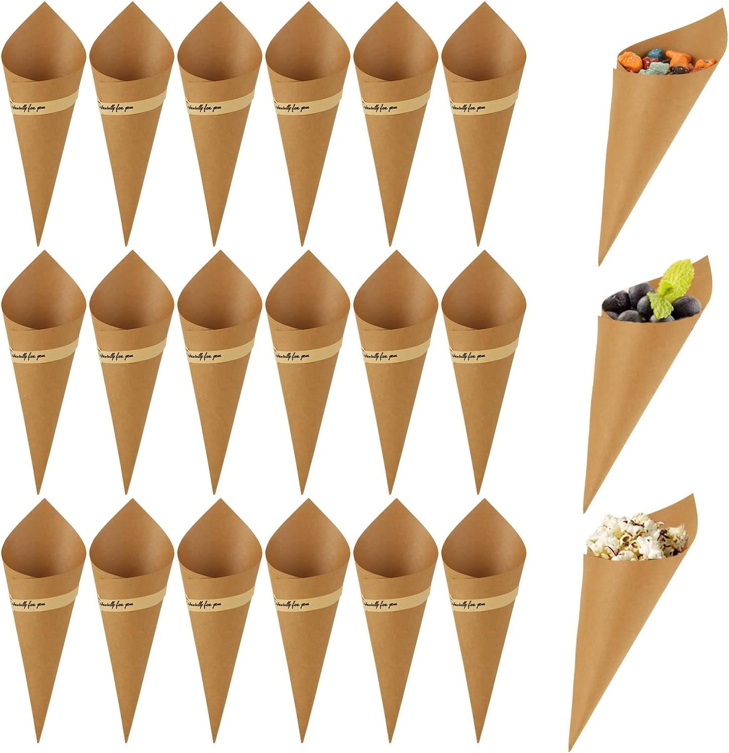 Zkca 100 PCS Kraft Paper Cones, Party Confetti Cones, Wedding Confetti ...