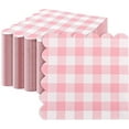 thumbnail image 1 of Zkca 100Pcs Pink Gingham Napkins, 3 Ply Disposable Pink and White Checkered Napkins Scalloped Cocktail Napkins Plaid Paper Napkins for Picnic BBQ Baby Shower Wedding Birthday Party, 5 x A417, 1 of 7