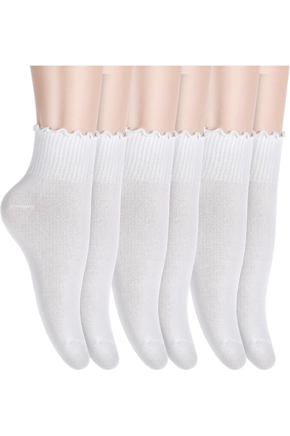 Zkca 3 Pairs Ruffle Socks Woman Frilly Ankle Socks Women Lettuce Socks Mary Jane Socks Short Ruffle Socks Super Soft Breathable Cool Frilly Socks Soft Cotton Knit Lettuce Low Cut Frilly A417