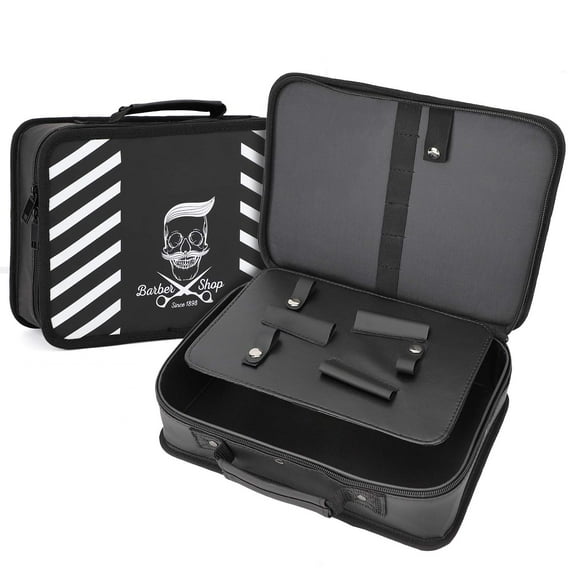 Zkca Barber Carrying Case, 11.8 x 8.5in Hair Styling Travel Tool Bag, Professional Salon Hair Cutting Grooming Kit Storage Organizer for Clippers, Scissors, Barber Supplies A417