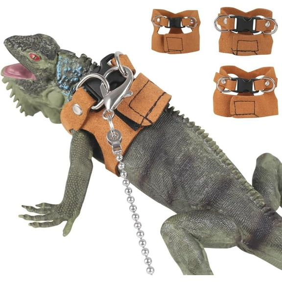 Zkca Reptiles Harness Leash, 3PCS Adjustable Bearded Dragon Harness with 5.4Ft Leash for Gecko, Bearded Dragon, Iguana, Hamster, Guinea Pig A417