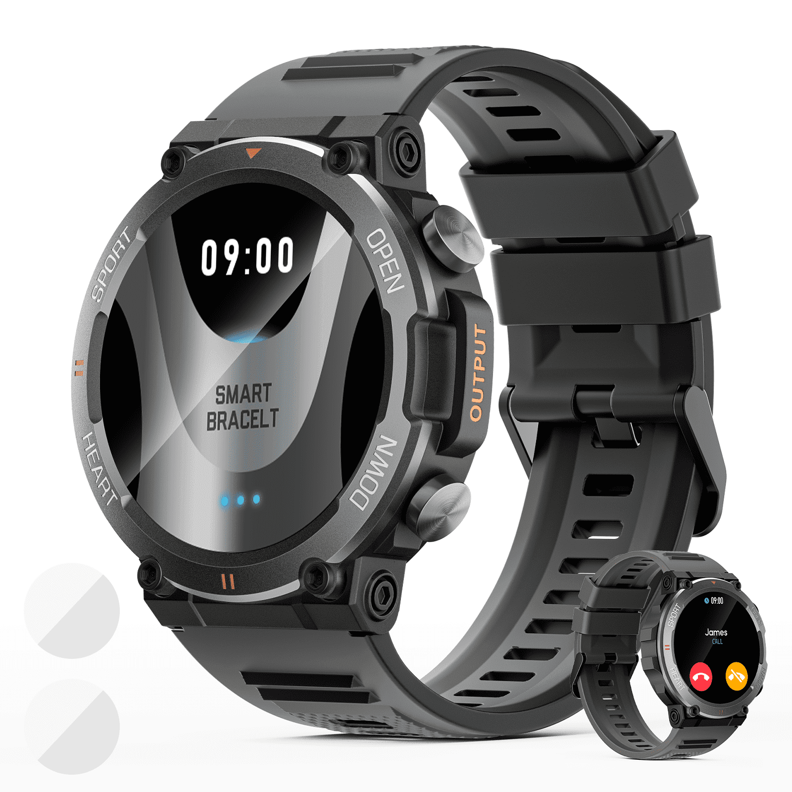 Zkcreation Military Watch Men's Smart Watch Fitness Tracker Answer/Make Calls, Black