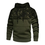 Zkozptok Hoodies for Men Fleece Sweater Outdoor Multi-pocket Sweatshirts Long Sleeve Camouflage Daily Hooded Jacket Coat,Army Green,XXL