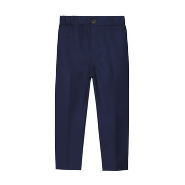Zkozptok Little Boys School Uniforms Pants Solid Color Button Formal Suit Pants Kids Soft Long Trousers with Pockets