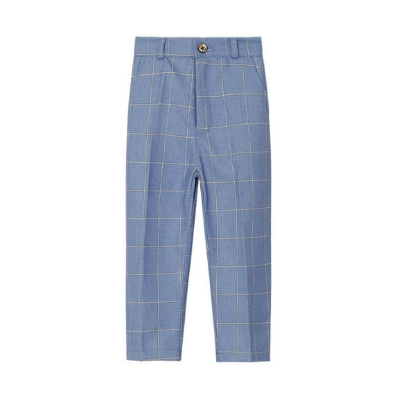 Zkozptok Little Boys School Uniforms Pants Striped Printed Button Formal Suit Pants Kids Soft Long Trousers with Pockets