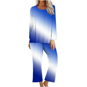 Zkozptok Lounge Sets for Womens 2 Piece Long Sleeve Pullover T Shirt Color Block Tops and Wide Leg Pants Casual Outfit