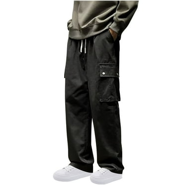 Zkozptok Mens Casual Cargo Pants Elastic Waist Baggy Trousers with Pockets for Hiking Travel Camping