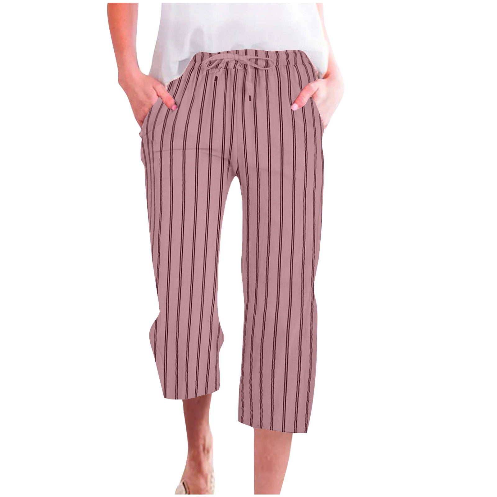 キッズ用ボトムス IL GUFO SS23 striped capri pants (P23PR052L1014K_236) Zkozptok Plus Size Capri Pants for Women Striped Elastic