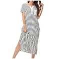 Zkozptok Sleep Shirts for Women Striped Short Sleeve Night Shirts