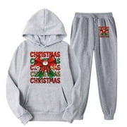 ZKOZPTOK Sweat Suits For Womens 2 Piece Hooded Christmas Sweatshirt and Loose Sweatpants Womens Loungewear Set