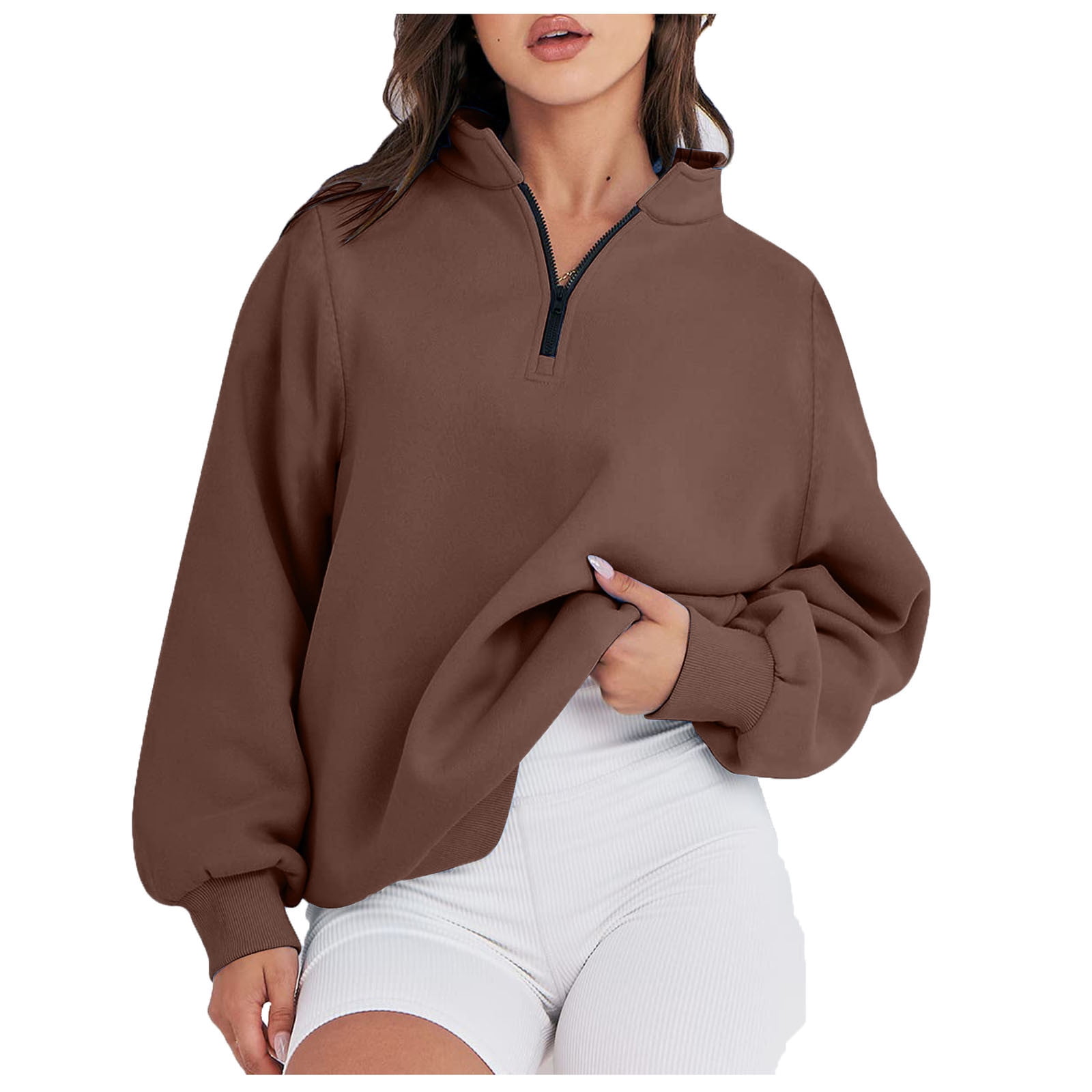 tklpehg Womens Hoodies Sweaters Long Slaves Casual Sweatshirt Hooded Neck  Classic Solid Colors Comfortable Loose Fit Blouse Ladies Tops Long Sleeve