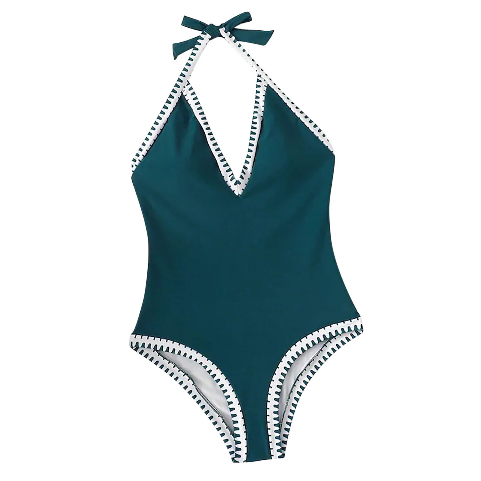 Zkozptok Women Swimsuits One Piece VNeck Bathing Suit Hanging Neck Cutout Bikini Beach Swimwear