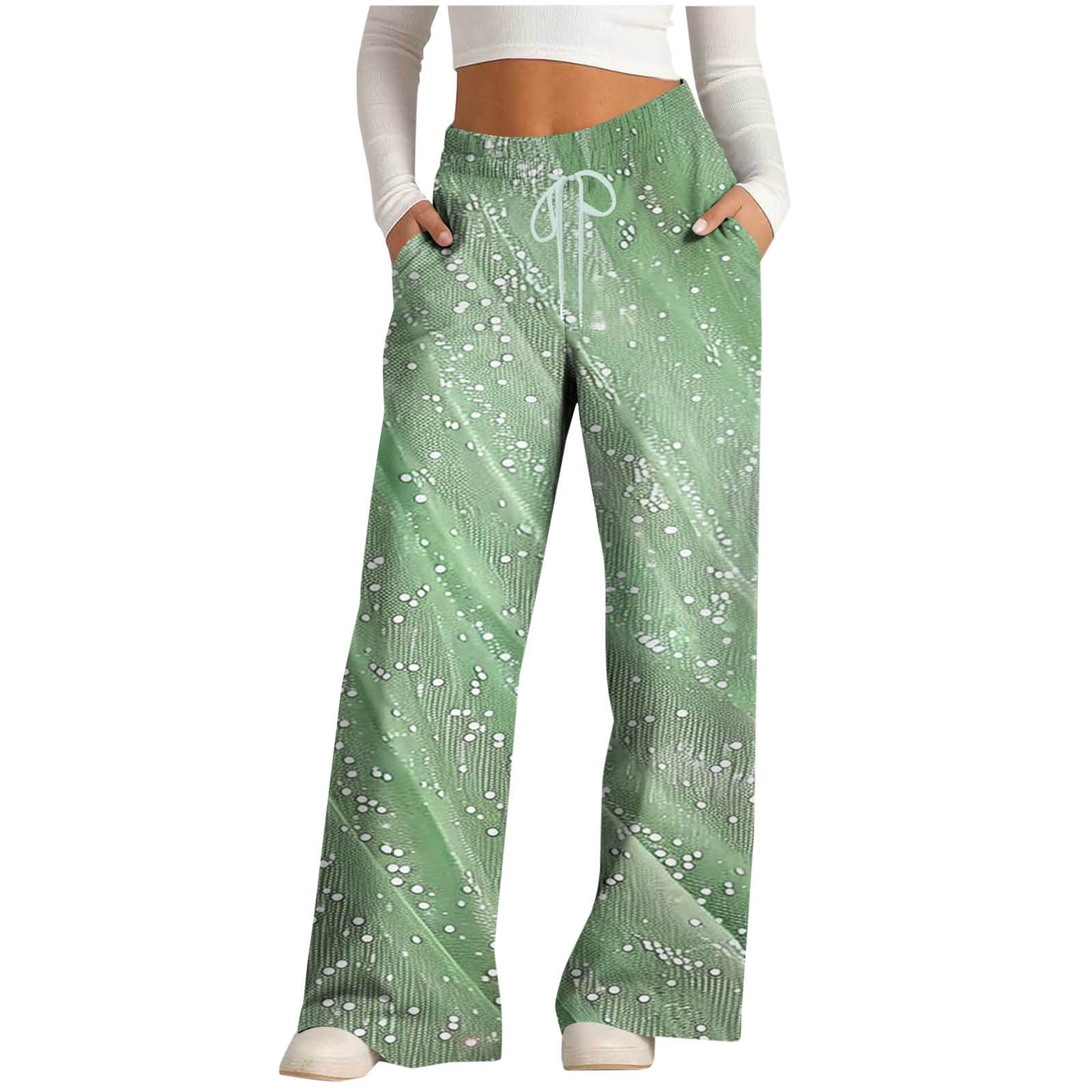 JWD Women's Flowy Wide Leg Lounge Pants with Pockets, High