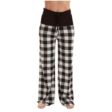 Zkozptok Womens Comfy Casual Pajama Pants Wide Leg Casual Loose Stretchy Palid Pants with Drawstring