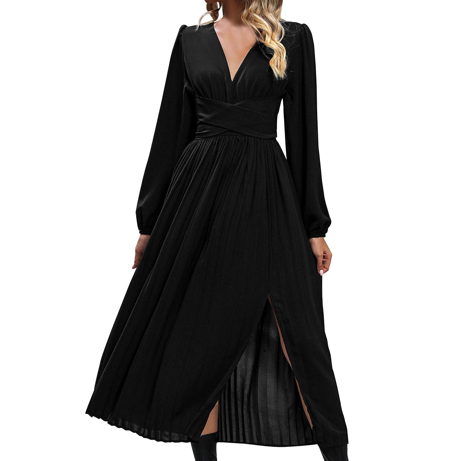 スーツ・フォーマル・ドレス acka velour long dress Xscape Solid Velvet V-Neck 3/4 Sleeves Ruffle Front Sheath