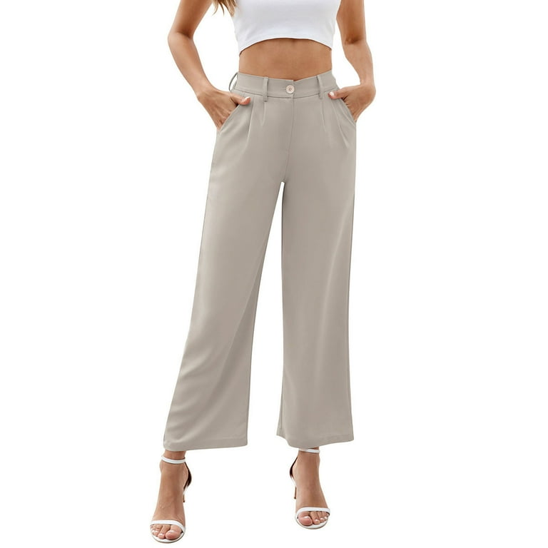 Zkozptok Womens Wide Leg Suit Pants High Elastic Waisted