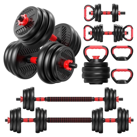 Zksm 4 in 1 Adjustable Weight Dumbbell Set, Versatile Weights Home Gym Equipment with Dumbbell, Barbell, Kettlebell, Push-Up Modes for Total Body Workouts