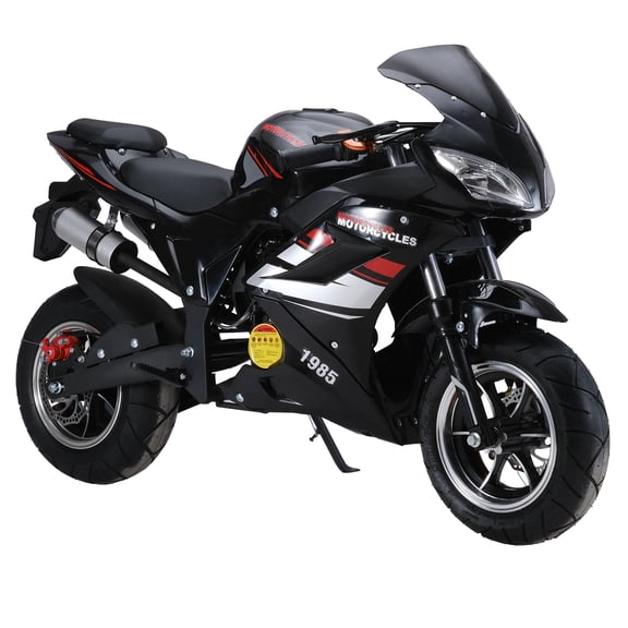 Zksm 49cc 4-Stroke Pocket Rocket Motorcycle, 8 Inch Wheels Mini Motorcycle, Gas Pocket Motorbike with Front Rear Disc Brakes, Dual Headlights