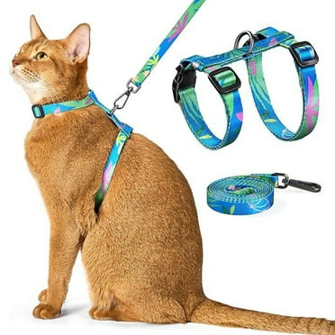 Zksm Cat Harness and Leash Set - Escape Proof, Soft Adjustable Kitten Harness, Walking Travel Traction Rope for Small Medium Large Cats