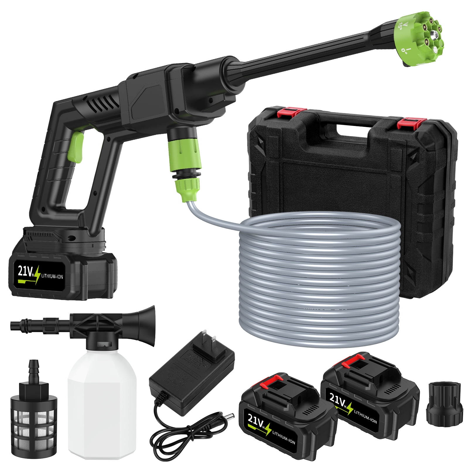 Zksm Cordless Pressure Washer, 21V Portable Power Washer with 6-in-1 Nozzle, 1.5Ah Rechargeable Battery Pressure Washer, Charger Included