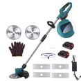 thumbnail image 1 of Zksm Cordless Weed Wacker, 9 Inch Electric Weed Eater Battery Powered w/ 6 Metal Blades, Retractable Handheld Brush Cutter with 2 2.0Ah Batteries and Brushless Motor, 1 of 9