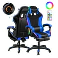 thumbnail image 1 of Zksm Gaming Chair, Computer Chair with Bluetooth Speakers,RGB Lights,Footrest and Lumbar Support, Height Adjustable Video Game Chair Office Desk Chair, Black & Blue, 1 of 1