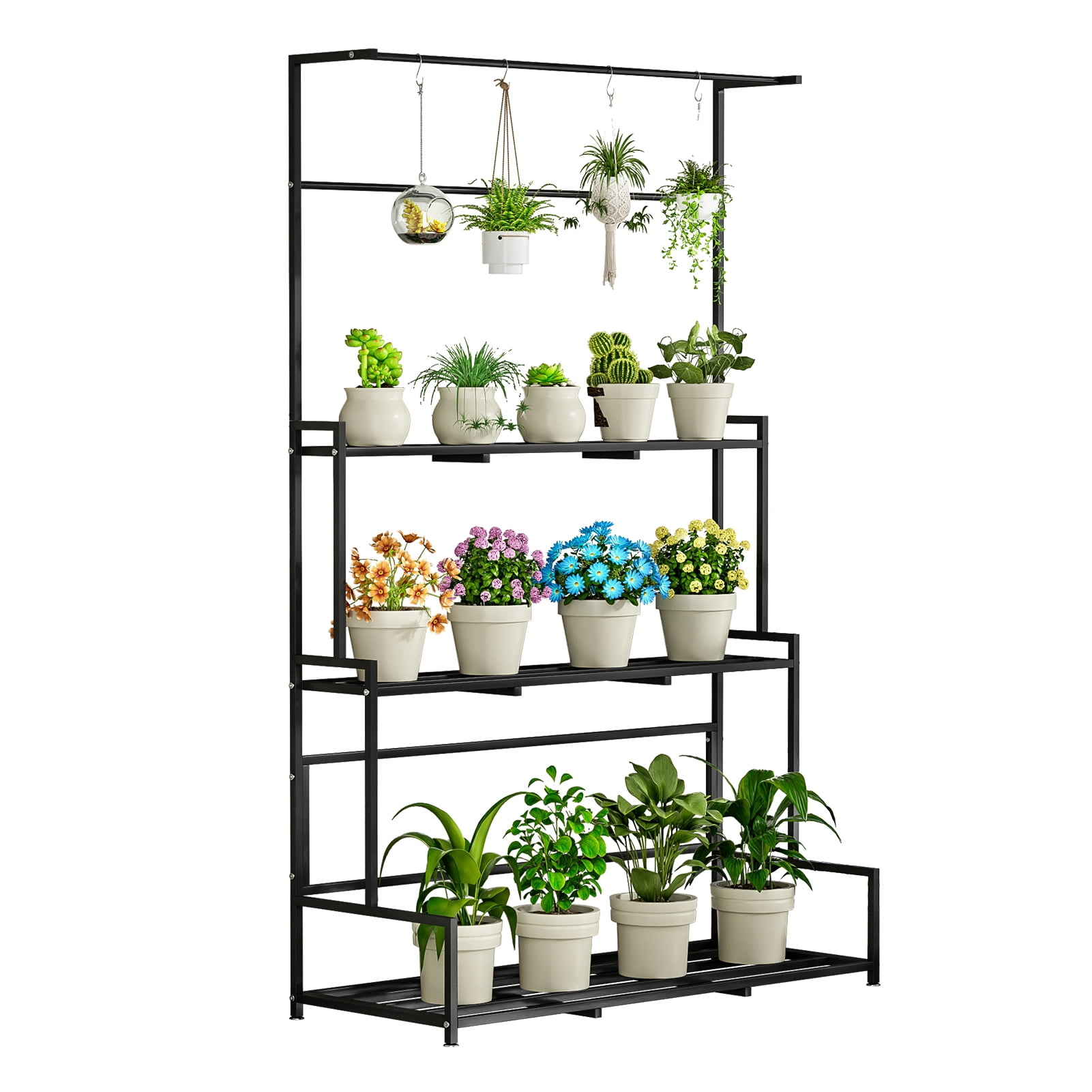 Zksm Indoor Outdoor Plant Stand, Heavy Duty Metal 2/3 Tiered Hanging ...