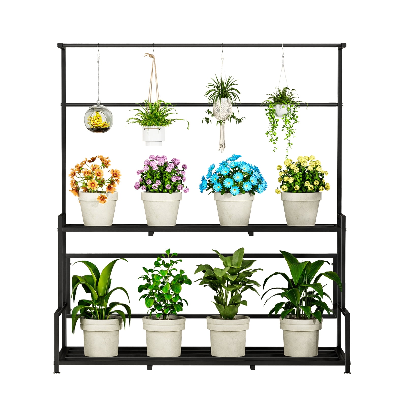 Zksm Indoor Outdoor Plant Stand, Heavy Duty Metal 2/3 Tiered Hanging ...