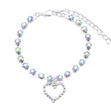 Zksm Pet Necklace - Exquisite Attractive - Rhinestones Heart Pendant - Pet Dog Cat Collar - Pet Supplies