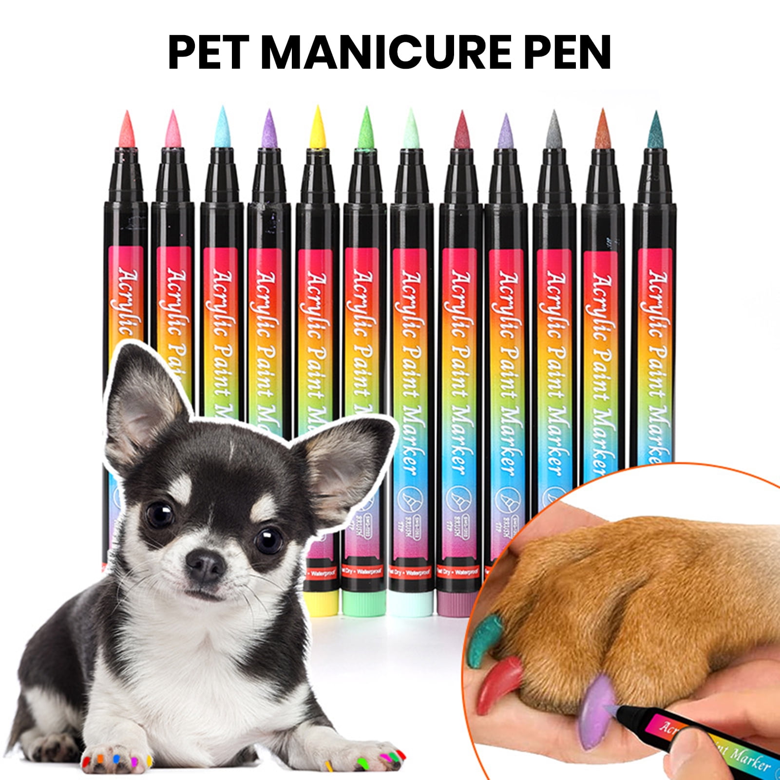 Zksm Quick Dry Pet Nail Art Pen Set 12 Colors Fun and Creative DIY