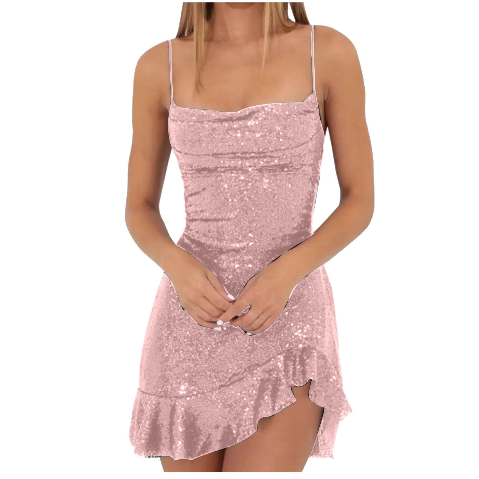 Zkuisw Wedding Guest Dresses For Women Sexy Sequin Party Short Dress