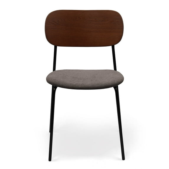 Set of 2 Aspen Dining Chair in Upholstered Seat Matte Black Metal Legs