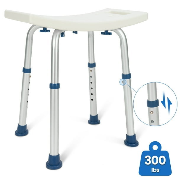 Zler Adjustable Shower Chair 300lb Tool Free & Heavy Duty Shower Stool