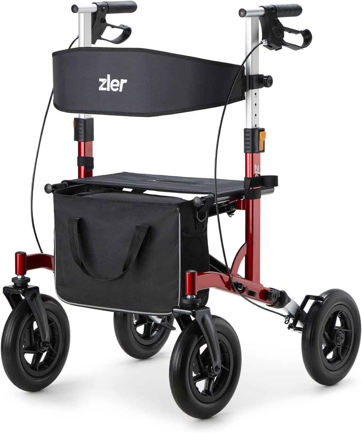 Zler Rollator Walker with Seat PU Solid Tires 300lbs All Terrain