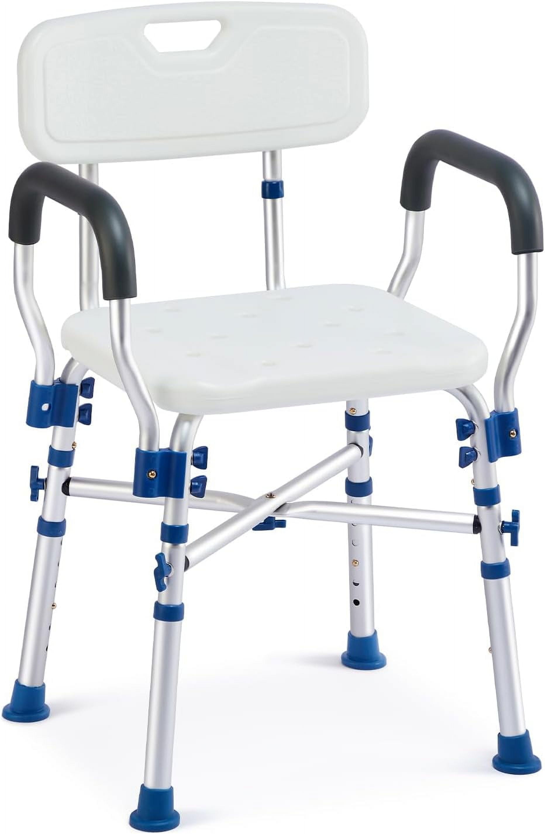 Zler Shower Chair with Arms and Back 500lbs, Medical Adjustable Heavy