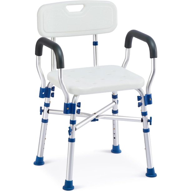 Zler Shower Chair with Arms and Back 500lbs, Medical Adjustable Heavy