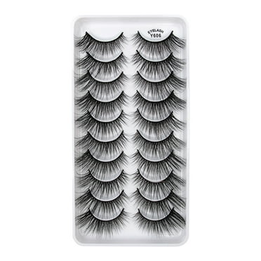 Zlezpi Eyelashes False Eyelashes Faux Mink Lashes Pack 10 Pairs 8D Dramatic Fake Eyelashes Wispy Cat Eye Style Luxury Volume Mink Eye Lashes Multipack