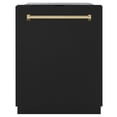 thumbnail image 1 of ZLINE Autograph Edition 24" Monument Series 3rd Rack Top Touch Control Tall Tub Dishwasher in Black Matte with Polished Gold Handle, 45dBa (DWMTZ-BLM-24-G), 1 of 2