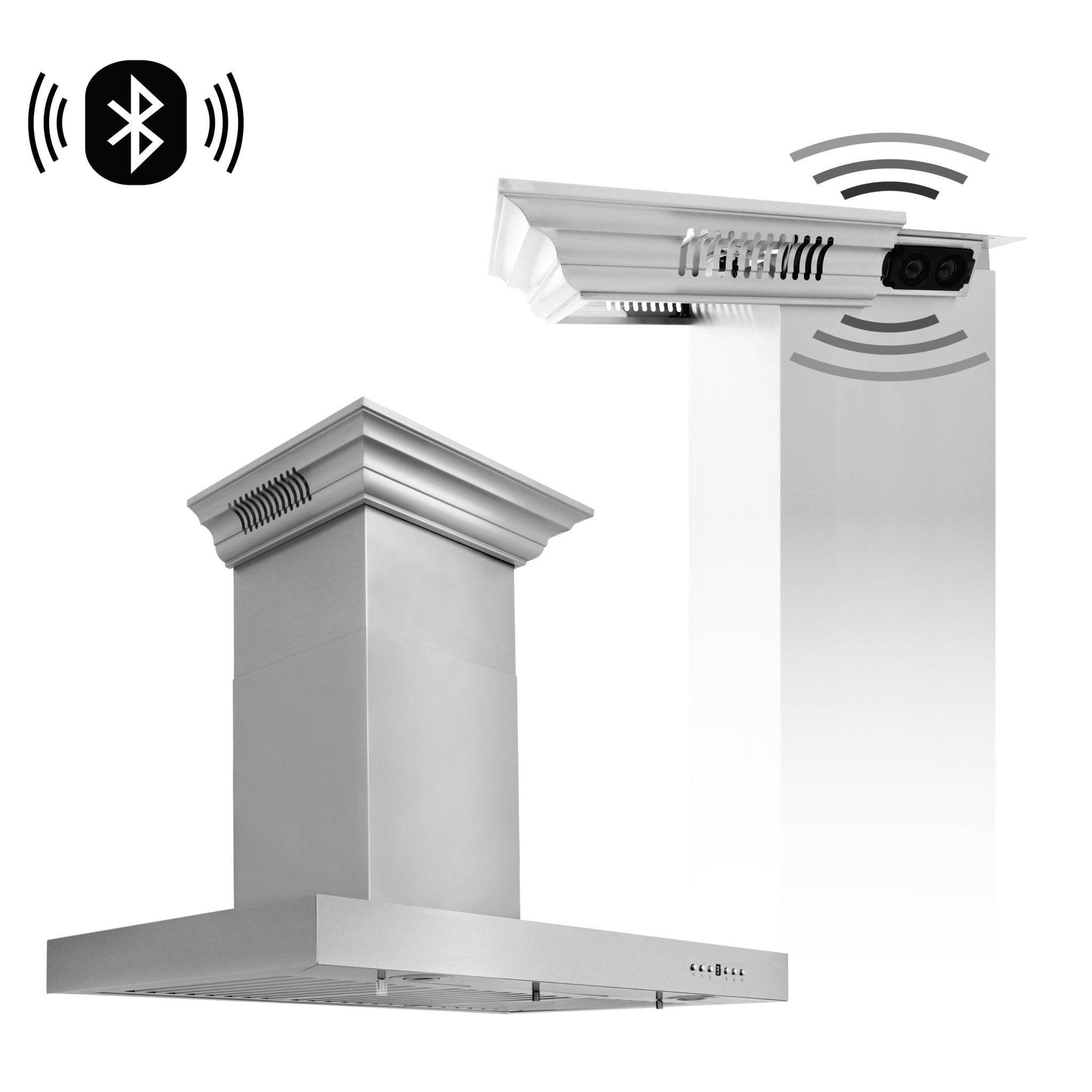 ZLINE 30 in. Wall Mount Range Hood in Stainless Steel with Crown Molding (KECRN-30)