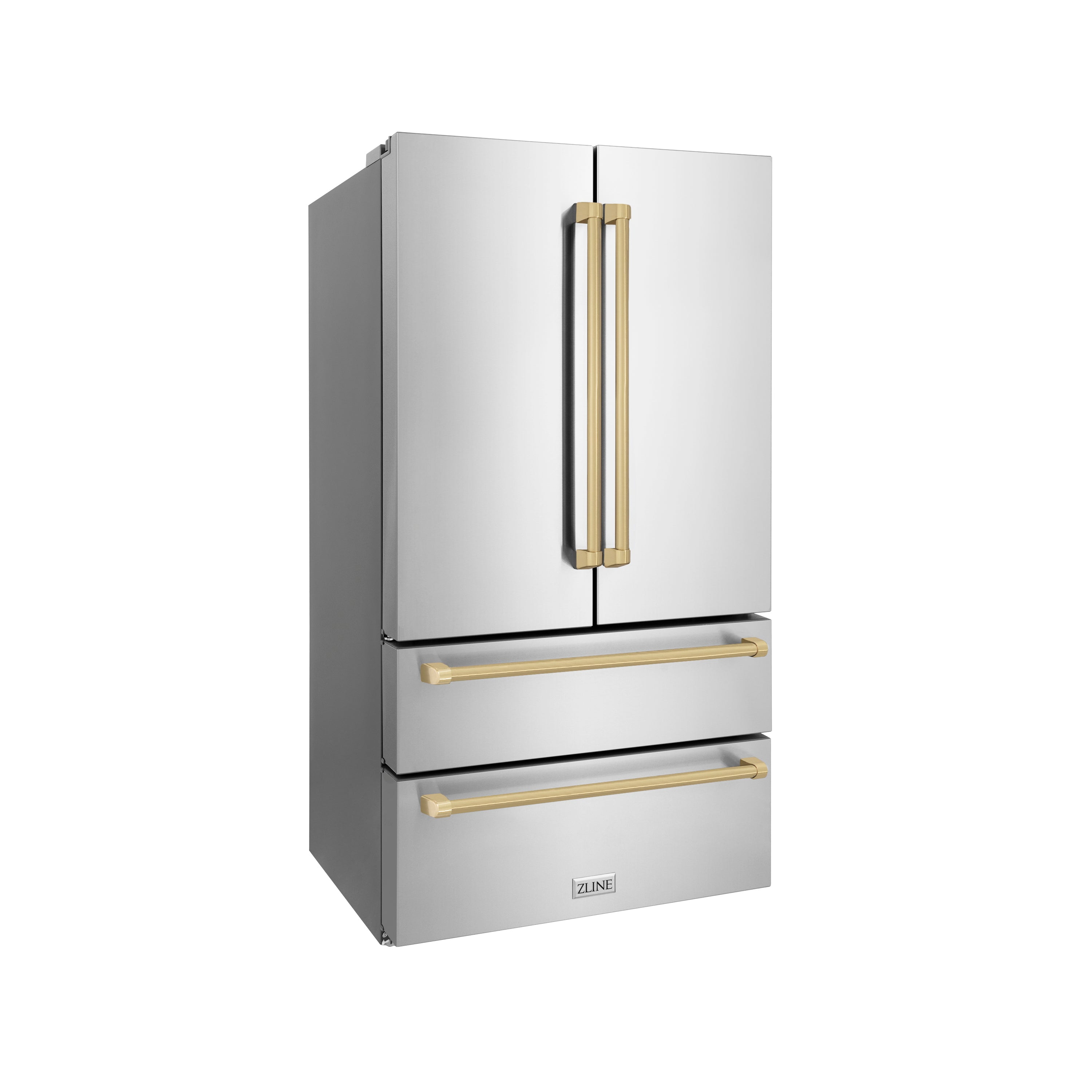 ZLINE 36" Stainless Steel French Door Refrigerator with Champagne Bronze Handles