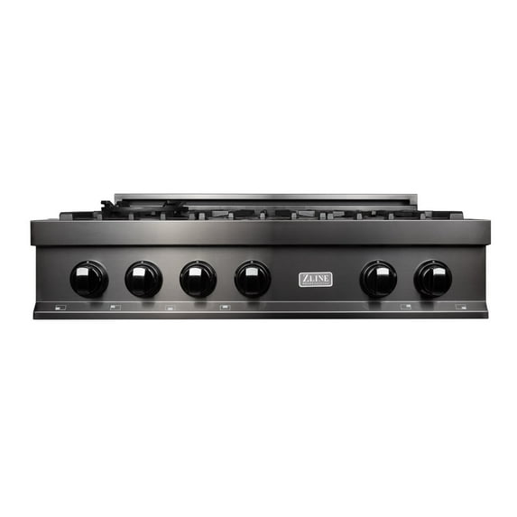 ZLINE 36 in. Porcelain Rangetop in Black Stainless with 6 Gas Burners (RTB-36)