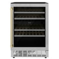 thumbnail image 1 of ZLINE 24" Monument Autograph Edition Dual Zone 44-Bottle Wine Cooler in Stainless Steel with Champagne Bronze Accents (RWV-UD-24-CB), 1 of 5