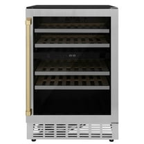 ZLINE 24" Monument Autograph Edition Dual Zone 44-Bottle Wine Cooler in Stainless Steel with Champagne Bronze Accents (RWV-UD-24-CB)